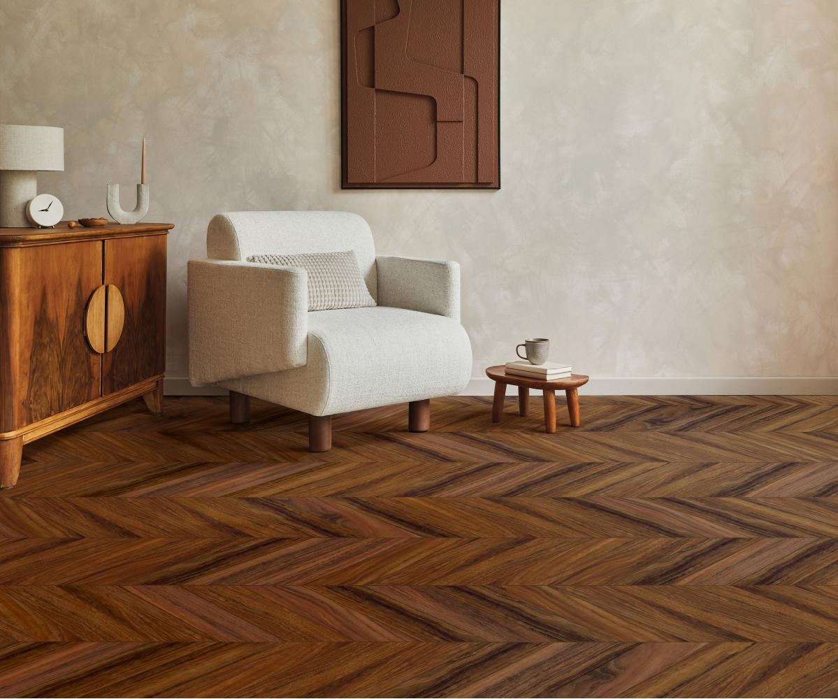 Замковый кварцвинил  SPC Aberhof  Chevron Azincourt Walnut Орех Азенкур 8112