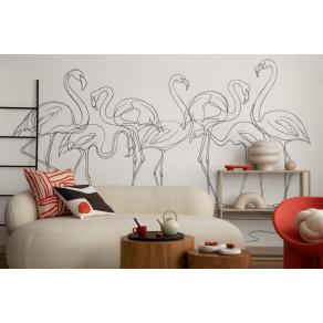 Дизайнерские Фотообои Alltowall, ANIMALISM Flamingo black арт. S750