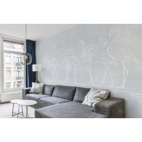 Дизайнерские Фотообои Alltowall, ANIMALISM Flamingo white арт. S751