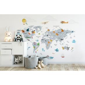 Дизайнерские Фотообои Alltowall, Детская карта мира 7 арт. S098
