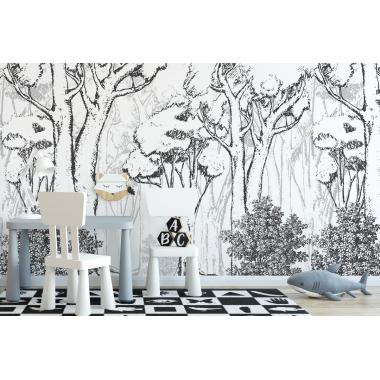 Дизайнерские Фотообои Alltowall, Графитовый лес арт. S204