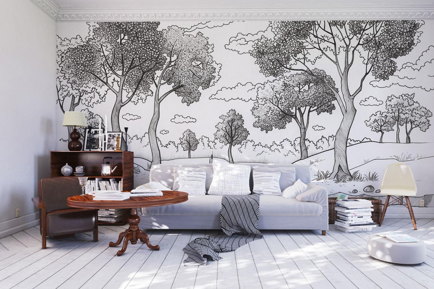 Дизайнерские Фотообои Alltowall, Графитовый лес 2 арт. S276