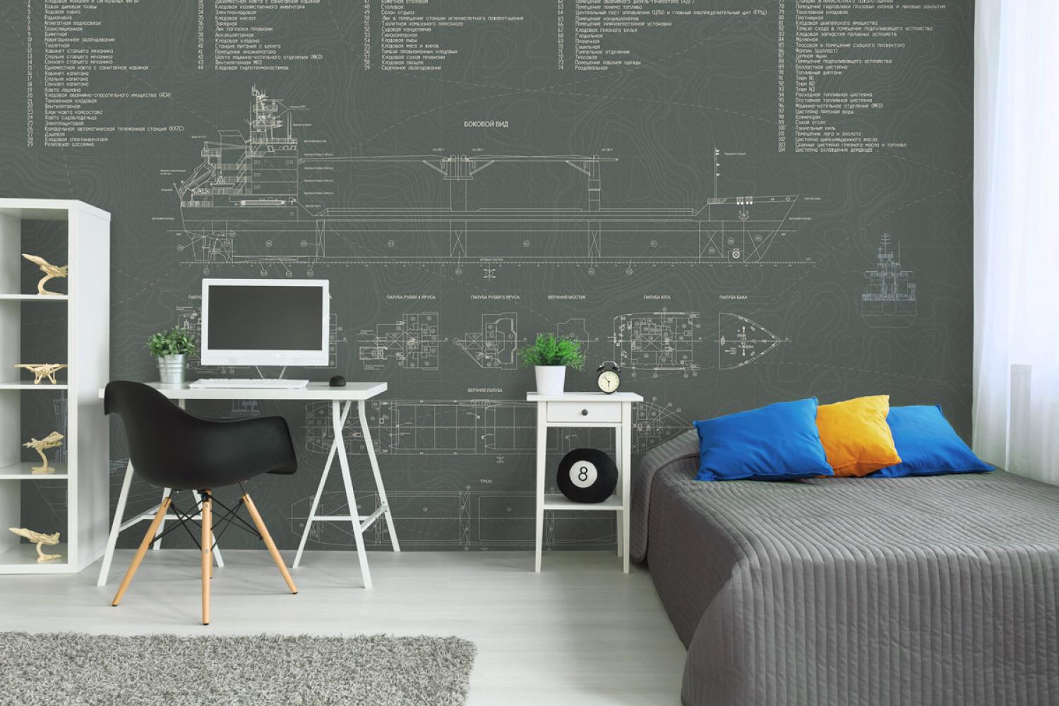 Дизайнерские Фотообои Alltowall, Схема корабля 2 арт. S584