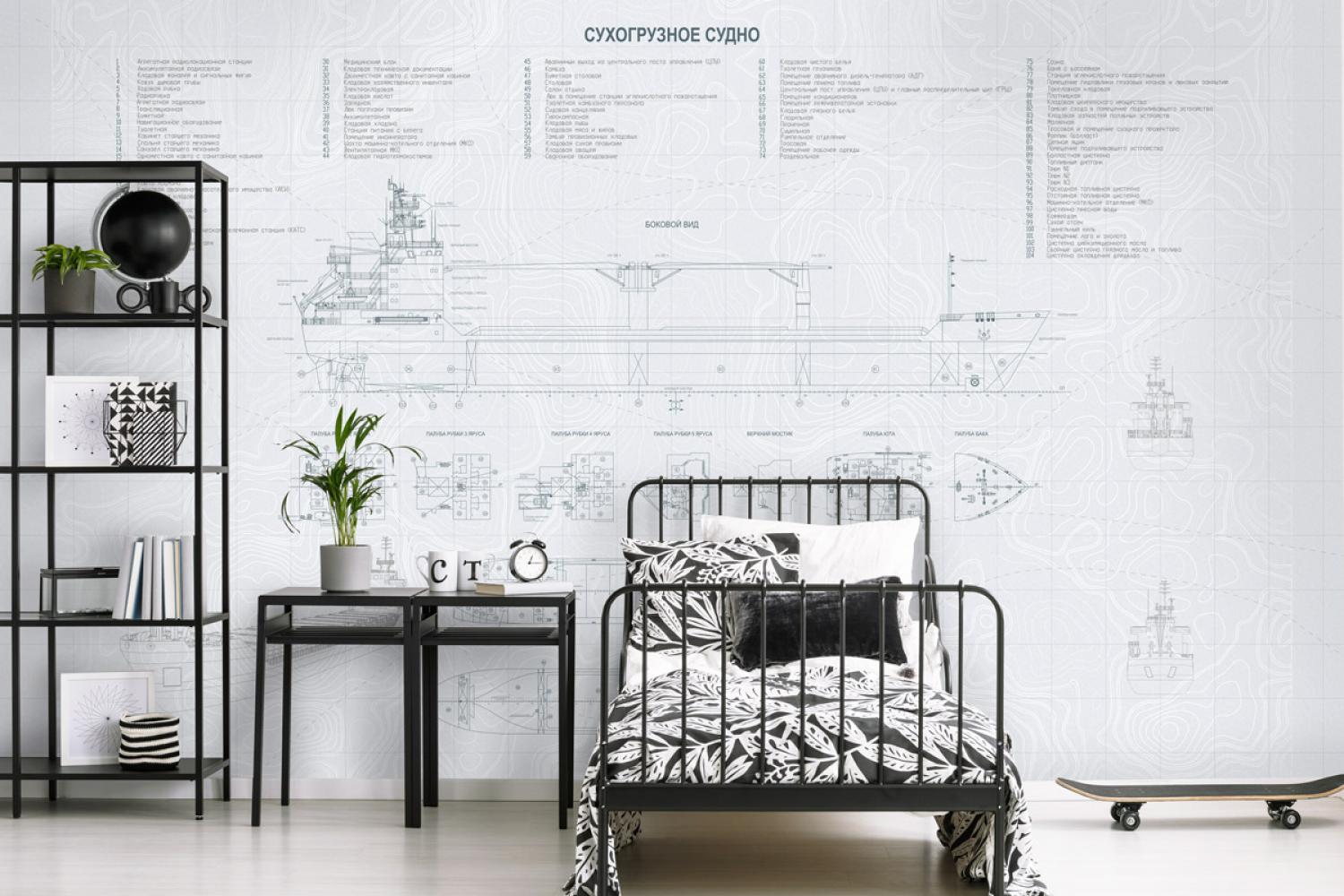 Дизайнерские Фотообои Alltowall, Схема корабля 3 арт. S585