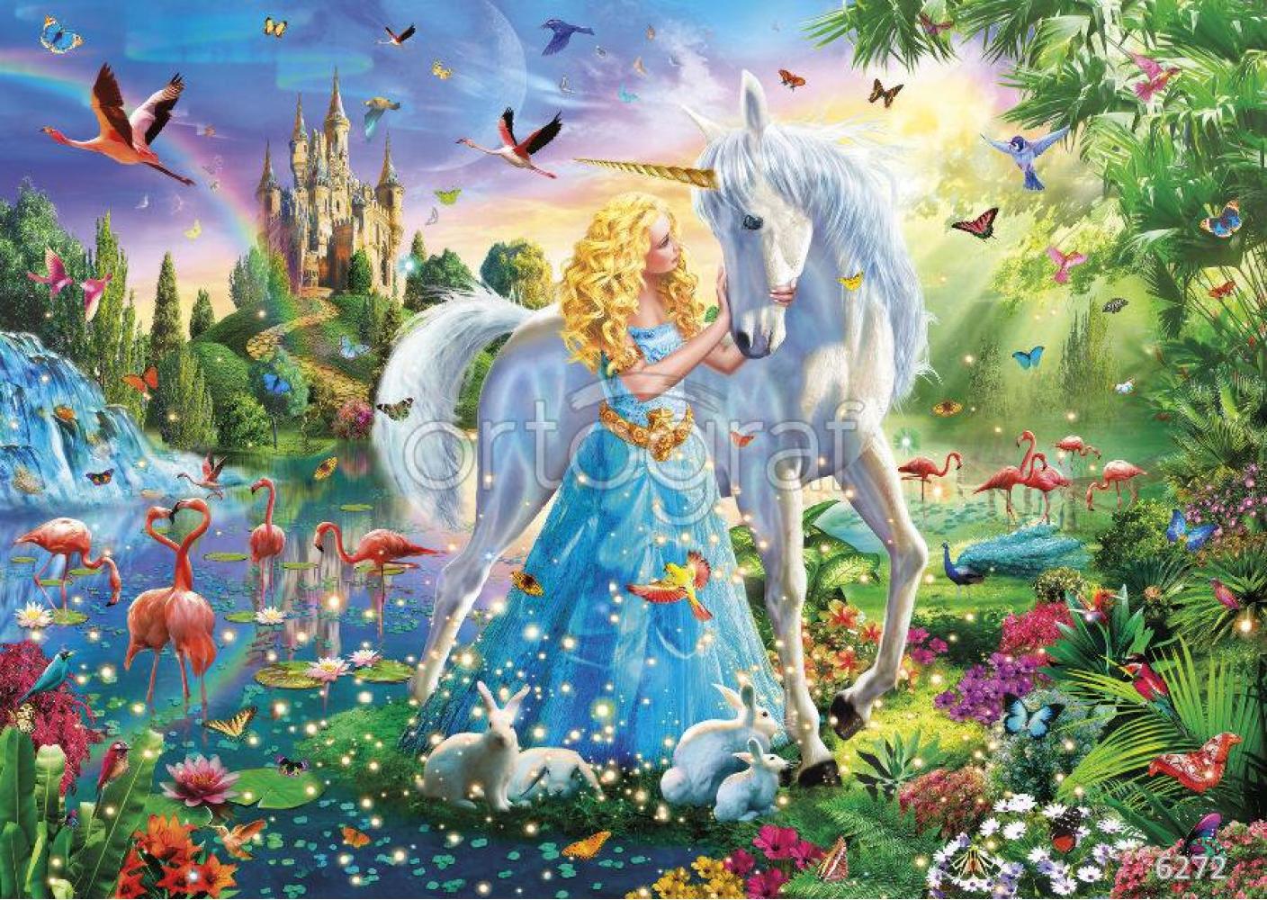 Фотообои/фрески 6272 The Princess, the Unicorn and the Castle