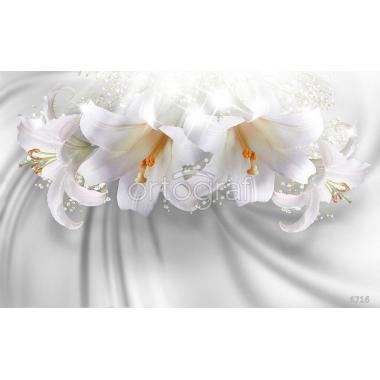 Фотообои/фрески 3D Эффект арт 6716 Белые лилии