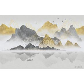 Фотообои/фрески 34555 Gold and grey mountains