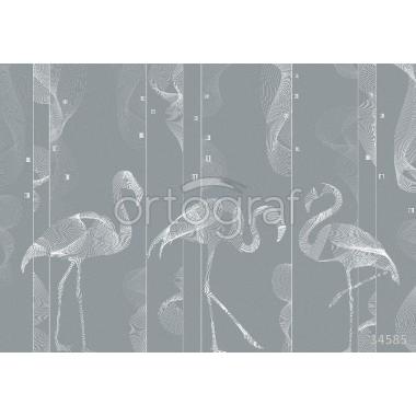 Фотообои/фрески 34585 Linear flamingos