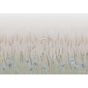 Фотообои/фрески 34732 Поле с пшеницей и голубыми маками