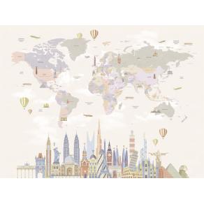 Фотообои/фрески карта мира - Города 2 арт 34379