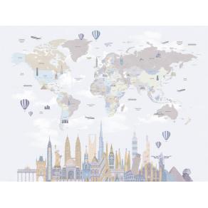 Фотообои/фрески карта мира - Города 2 арт 34381