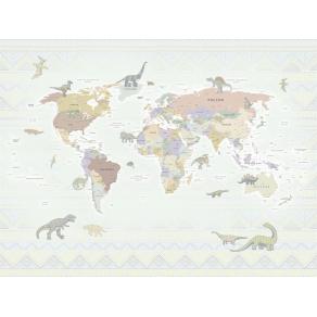 Фотообои/фрески карта мира - Динозавры арт 34386