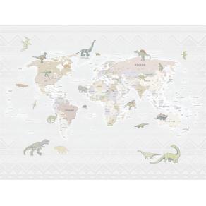 Фотообои/фрески карта мира - Динозавры арт 34387