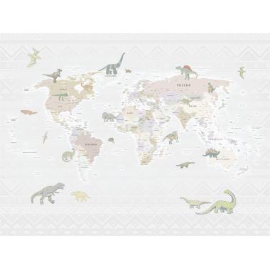 Фотообои/фрески карта мира - Динозавры арт 34387