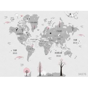 Фотообои/фрески карта мира - Чемоданы 2 арт 34376