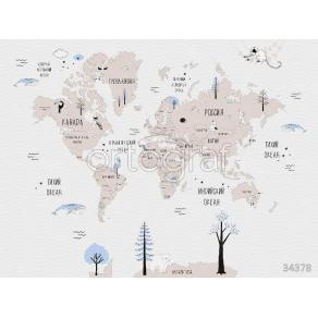 Фотообои/фрески карта мира - Чемоданы 2 арт 34378