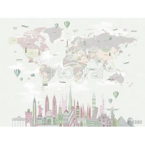 Фотообои/фрески карта мира - Города 2 арт 34380