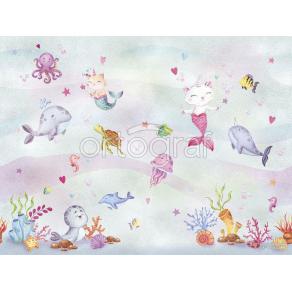 Фотообои/фрески кошки подводные феи - 2 арт 34389