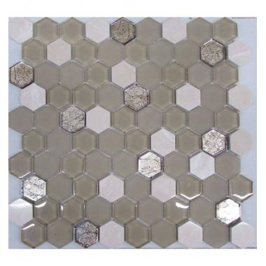 Мозаика LIYA Mosaic - Hexagon Glass Beige Glass