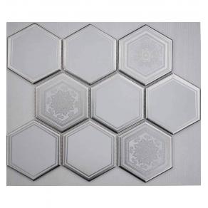 Мозаика LIYA Mosaic - Porcelain Hexagon Carrara Decor 95