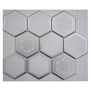 Мозаика LIYA Mosaic - Porcelain Hexagon Carrara Decor 95