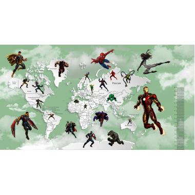 Фотообои Superhero 11 карта мира с ростомером CityDecor