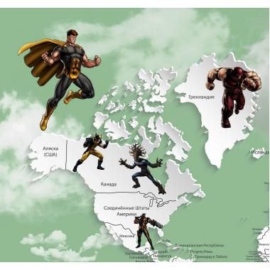 Фотообои Superhero 11 карта мира с ростомером CityDecor