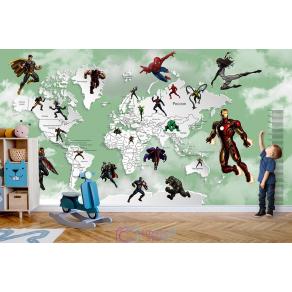 Фотообои Superhero 11 карта мира с ростомером CityDecor