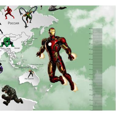 Фотообои Superhero 11 карта мира с ростомером CityDecor