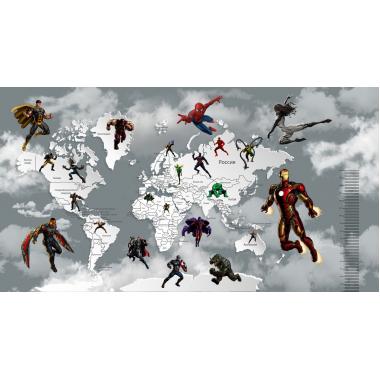 Фотообои Superhero 4 карта мира с ростомером CityDecor