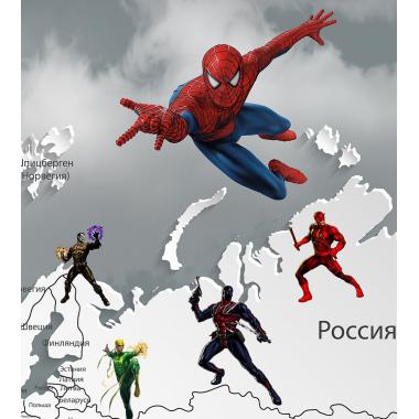 Фотообои Superhero 4 карта мира с ростомером CityDecor