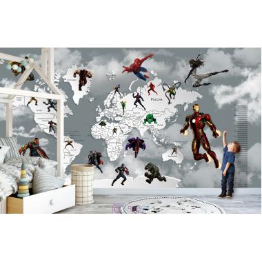 Фотообои Superhero 4 карта мира с ростомером CityDecor