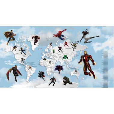 Фотообои Superhero 6 карта мира с ростомером CityDecor