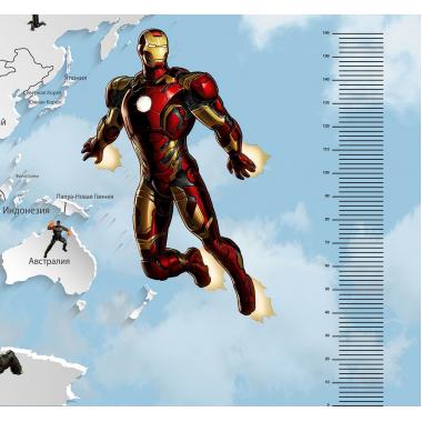 Фотообои Superhero 6 карта мира с ростомером CityDecor