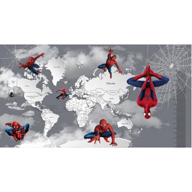 Фотообои Superhero карта мира с ростомером Spider-Man 5 CityDecor