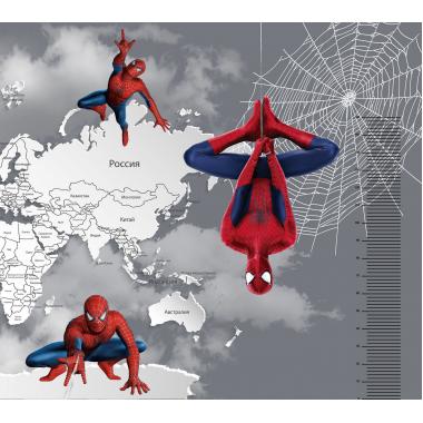 Фотообои Superhero карта мира с ростомером Spider-Man 5 CityDecor
