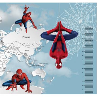 Фотообои Superhero карта мира с ростомером Spider-Man 7 CityDecor
