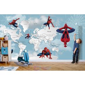 Фотообои Superhero карта мира с ростомером Spider-Man 7 CityDecor