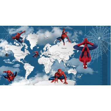 Фотообои Superhero карта мира с ростомером Spider-Man 8 CityDecor