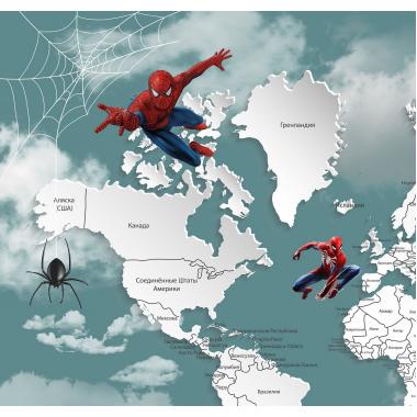 Фотообои Superhero карта мира Spider-Man 2 CityDecor