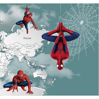 Фотообои Superhero карта мира Spider-Man 2 CityDecor