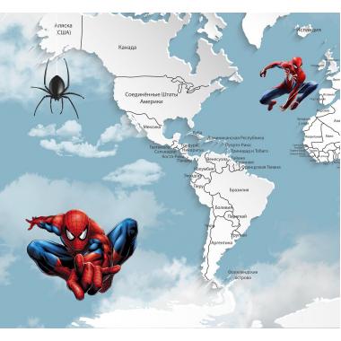 Фотообои Superhero карта мира Spider-Man 3 CityDecor