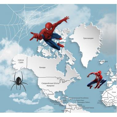 Фотообои Superhero карта мира Spider-Man 3 CityDecor