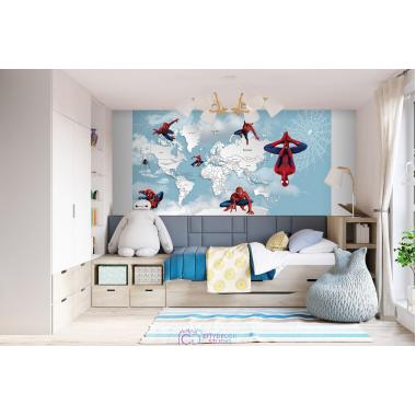 Фотообои Superhero карта мира Spider-Man 3 CityDecor