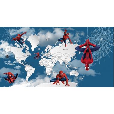 Фотообои Superhero карта мира Spider-Man 4 CityDecor