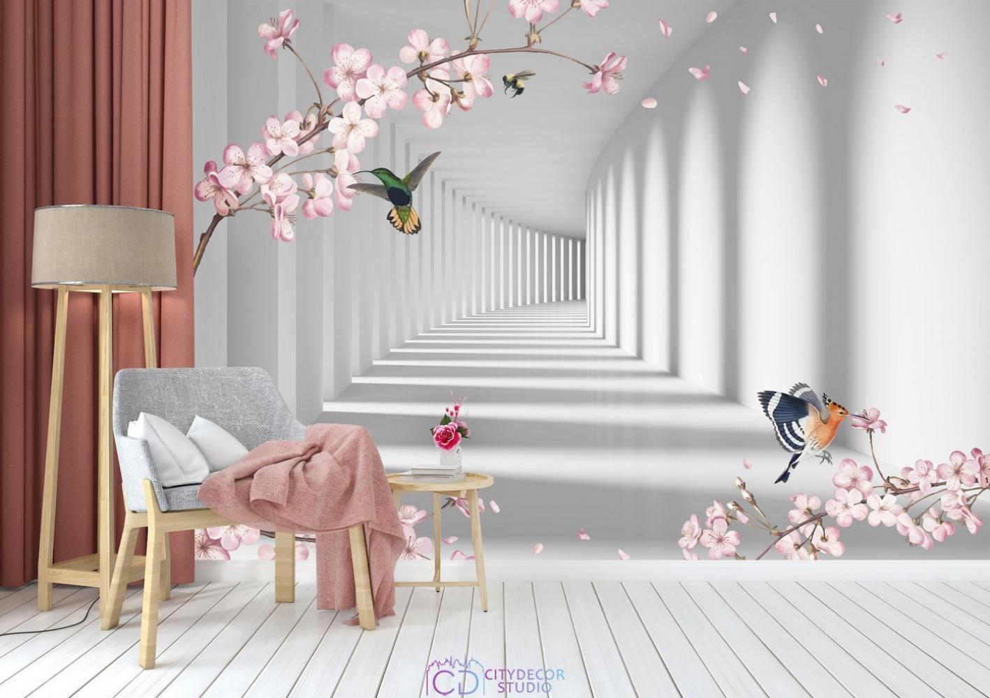 Фотообои Flower Tunnel 3D 6 CityDecor