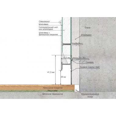 ТЕНЕВОЙ ПЛИНТУС LACONISTIQ LIGHT ПОД ПОДСВЕТКУ ДЛЯ РАДИАЛЬНЫХ СТЕН