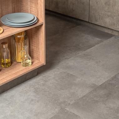 Клеевой виниловый пол Ceramo Vinilam Stone Цемент стальной 61610