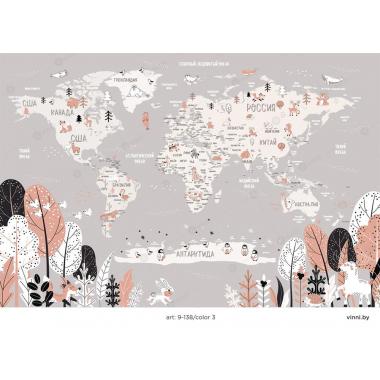 Фотообои/фрески 9-138. Карта мира в стиле дудл от Vinni