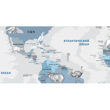 Фотообои/фрески 9-122. Карта мира с глубинами океана от Vinni